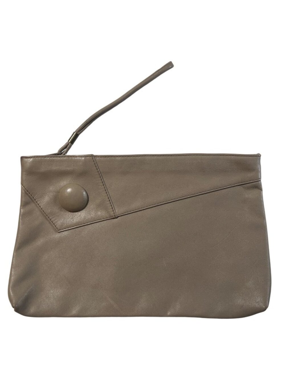 Toni Genuine Leather Taupe Wristlet Clutch
